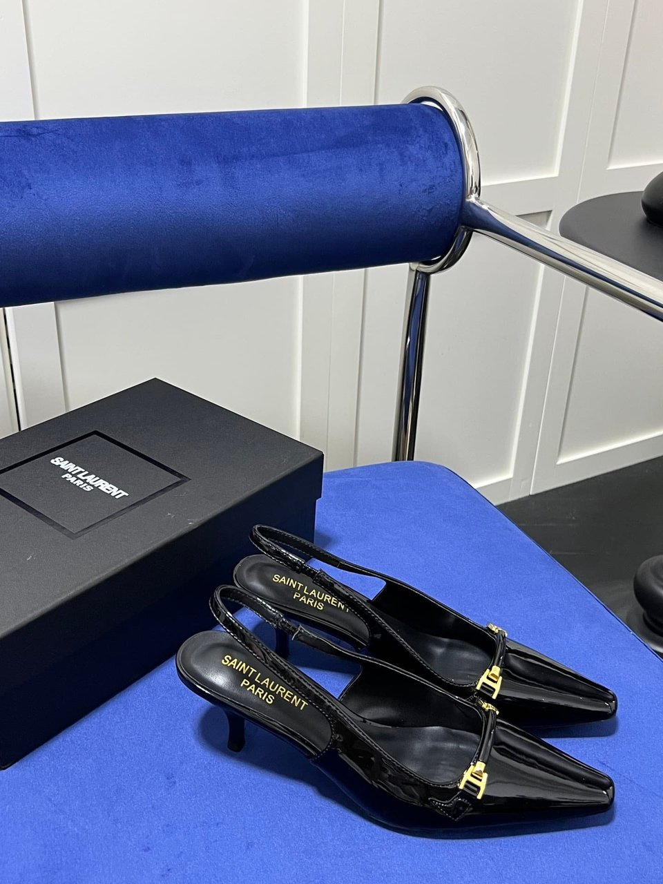 Saint Laurent Blade Patent Leather Pumps view 7