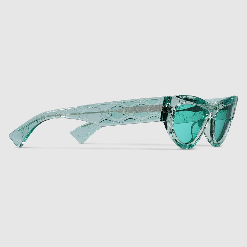 Gucci Turquoise Cat Eye Sunglasses GG1834S view 3