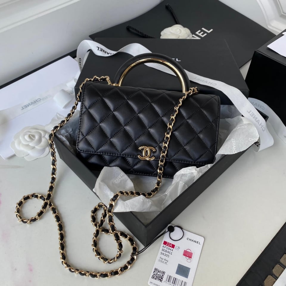 Chanel Wallet On Chain Top Handle Lambskin WOC view 8