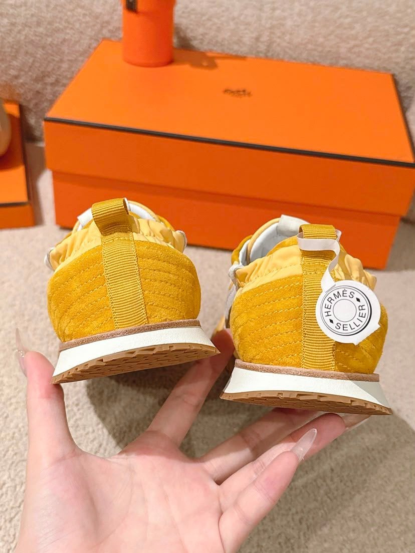 Hermes Sneakers Sesame Yellow / White Color Goatskin H252013Z view 7