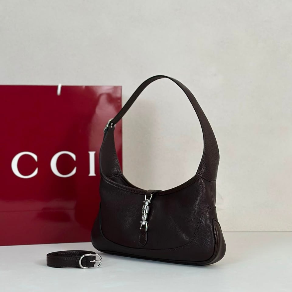 Gucci Jackie Slim Medium Shoulder Bag 28cm/11in Dark Brown ‎863137 view 5