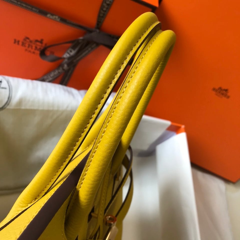 Hermes Birkin Amber Yellow Togo Leather Gold Hardware view 6