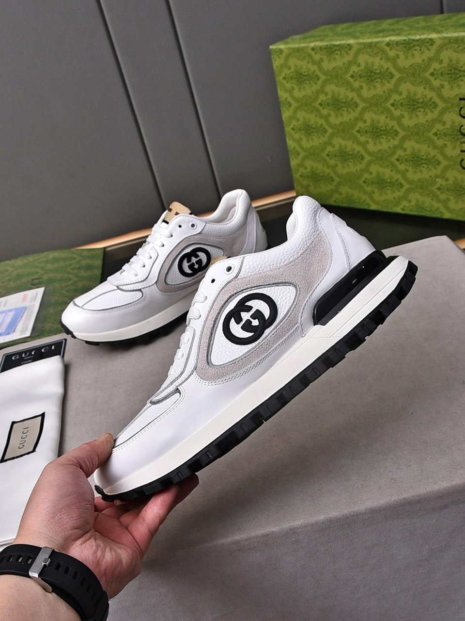 Gucci Double G Men’S Run Sneaker Beige view 3