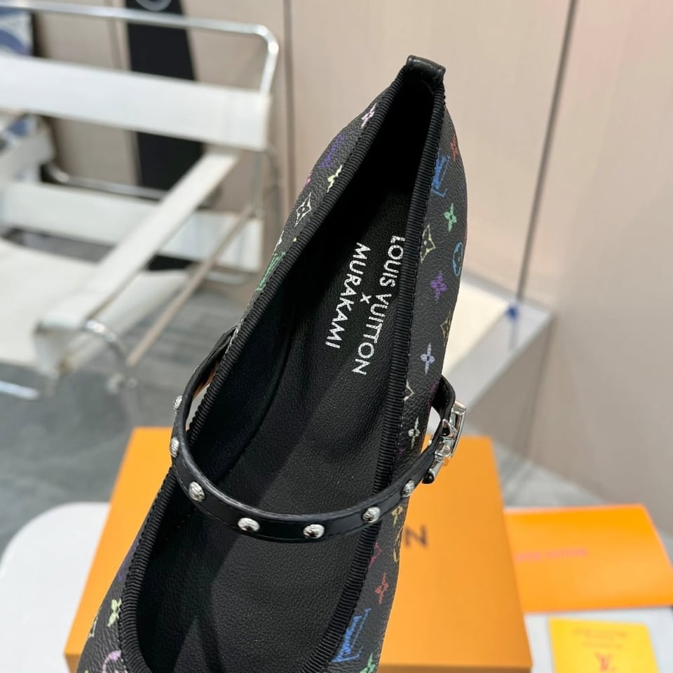 Louis Vuitton X Takashi Murakami Romy Flat Ballerina Black 1Agvc3 view 7