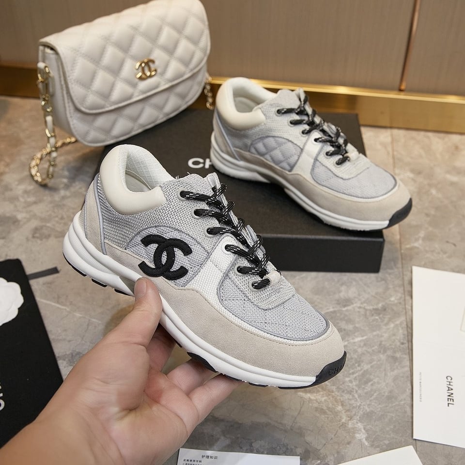 Chanel Low Top Trainer Gray White view 7
