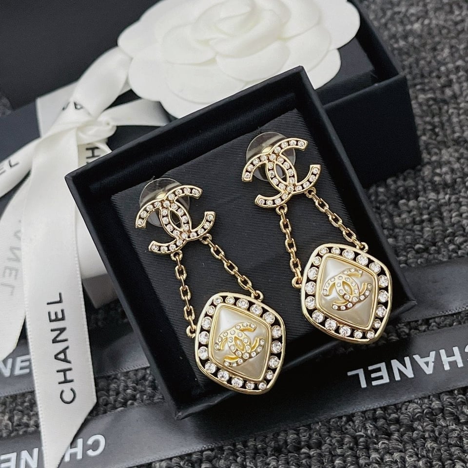 Chanel Cc Crystal Earrings view 3