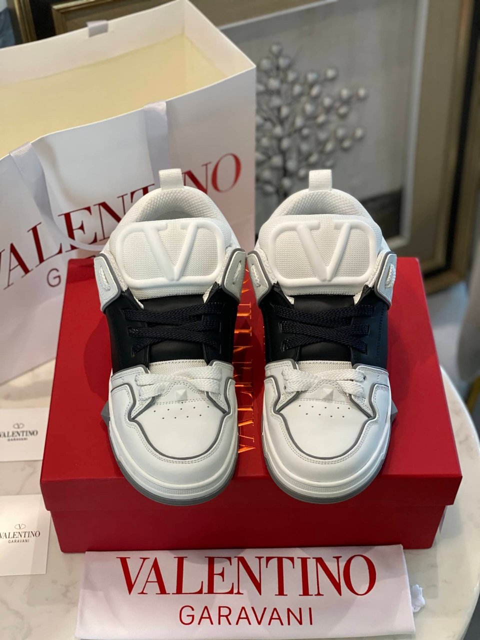 Valentino Garavani Open Skate Sneakers White And Black view 11