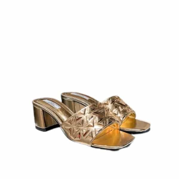 Prada Ciabatte Spazzolato Borchie Sandals Gold view 2