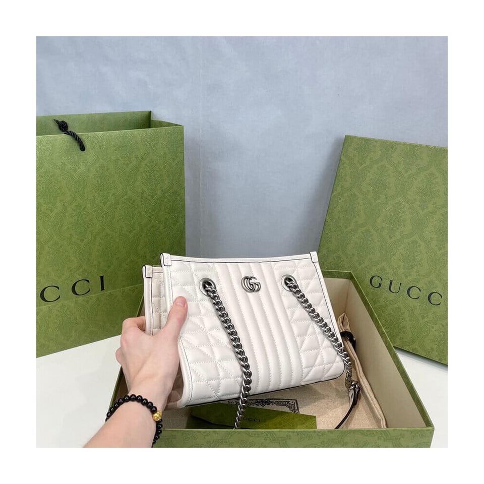 Gucci GG Marmont Small Tote Bag White view 12