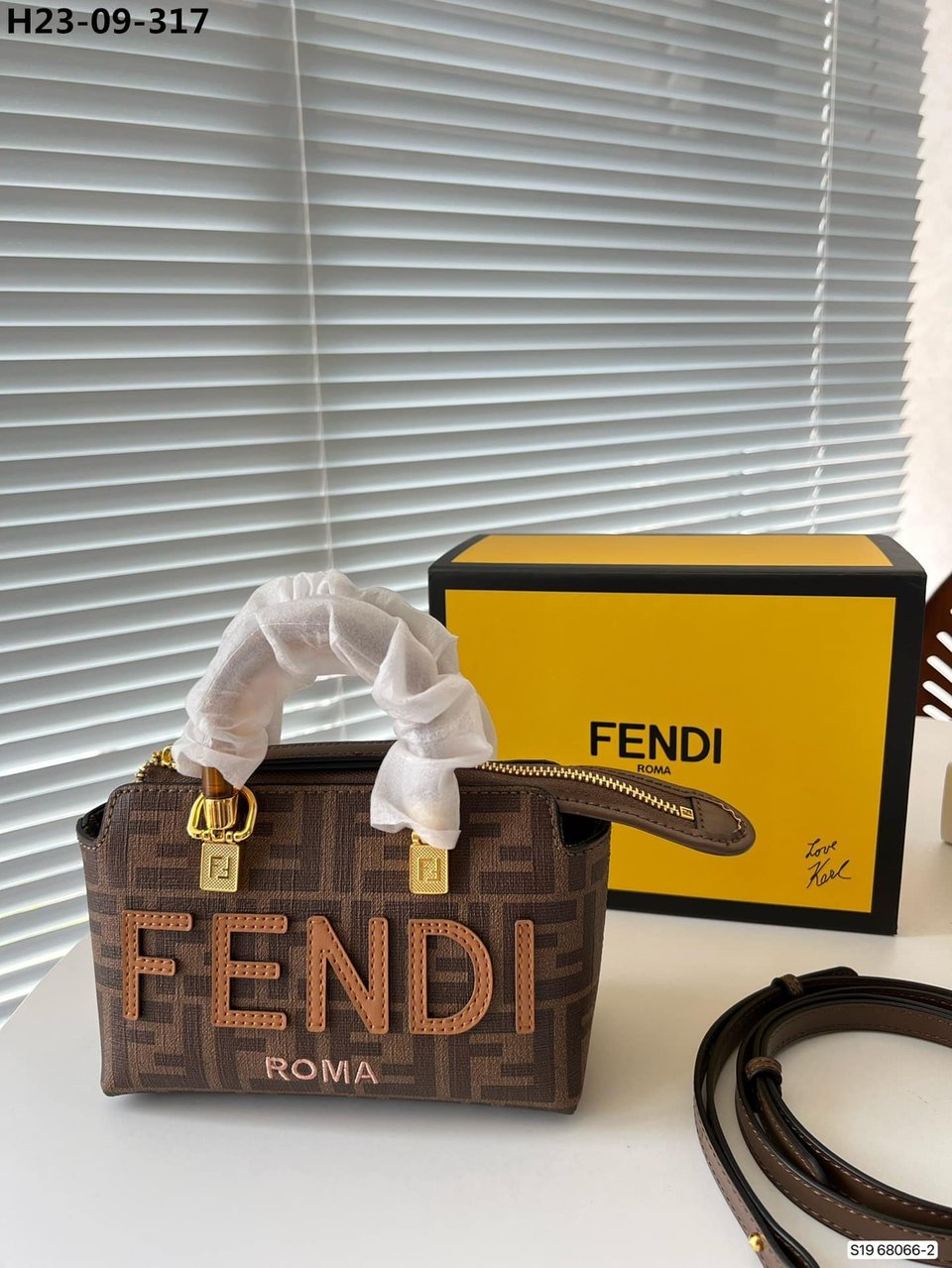 Fendi By The Way Small Ff Fabric Boston Bag Brown 17Cm 8Bs067Anx0F1Lmn view 4