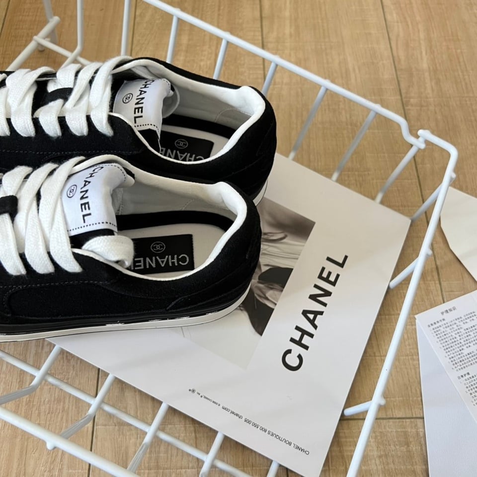 Chanel Suede Leather Runners Black view 4