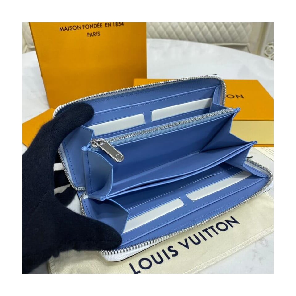 Louis Vuitton Zippy Wallet in Blue Gradient Mahina Perforated Leather view 8