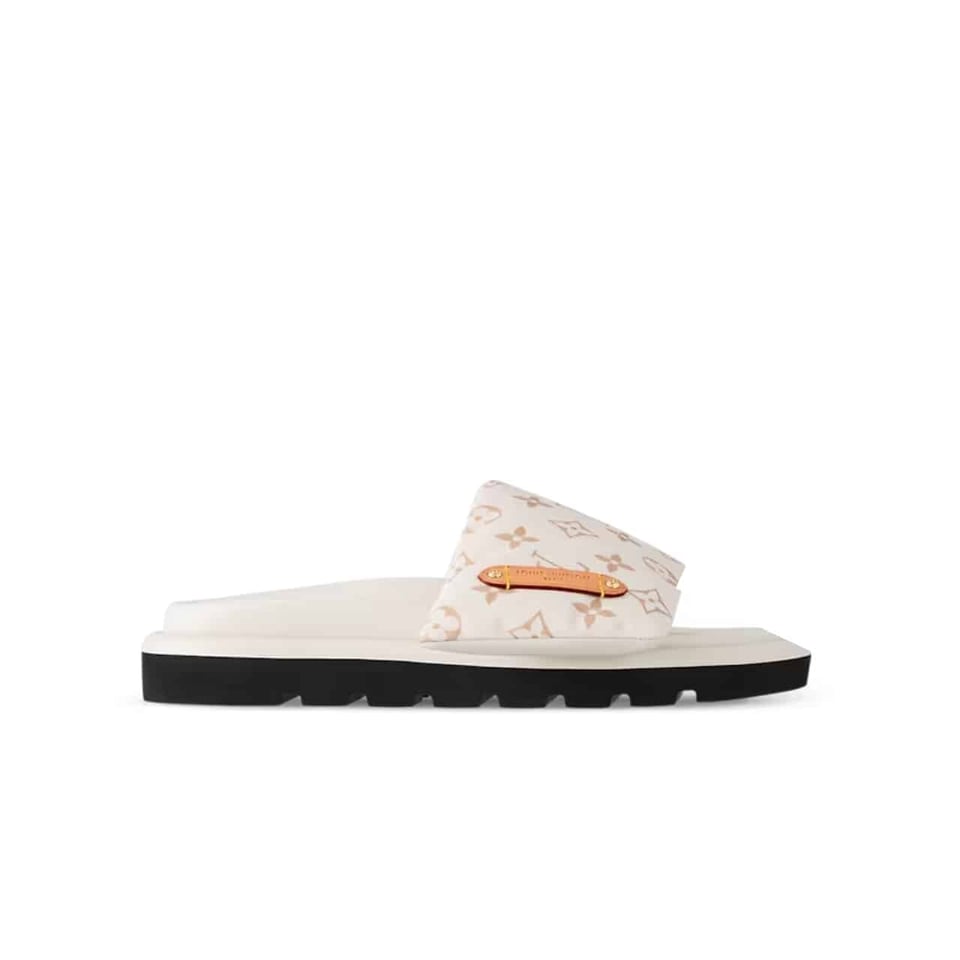 Louis Vuitton Pool Pillow Flat Comfort Mule Sandals Beige 1Acjza view 2