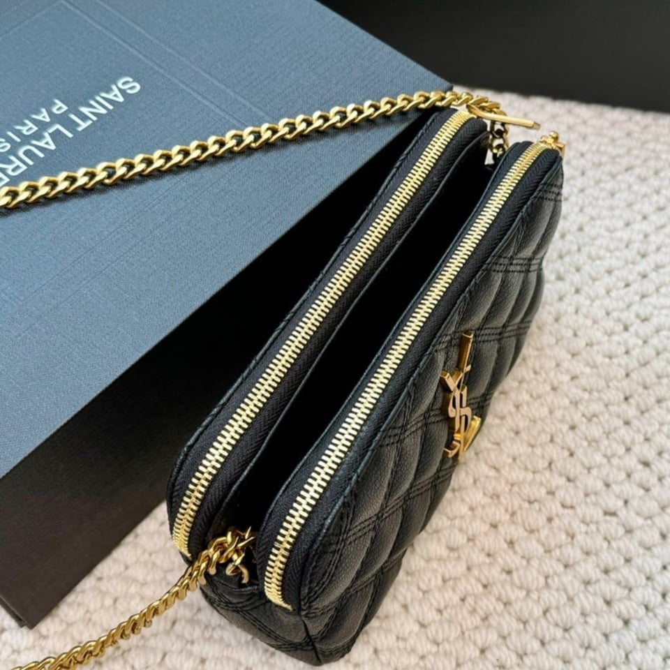 Saint Laurent Mini Becky Double Zip Bag Black 20Cm view 6