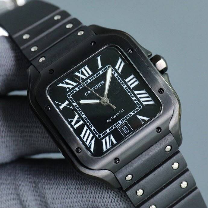 [SUPER CLONE] Cartier Santos De Cartier Steel Black Dial 39.8mm WSSA0039 view 3