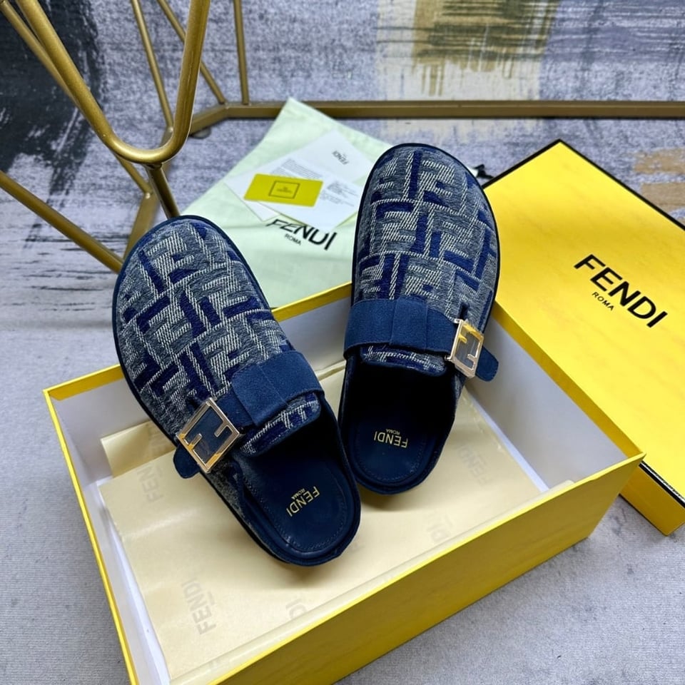 Fendi Feel Ff Denim Mules Blue 8R8448Akzpf1Pz7 view 5