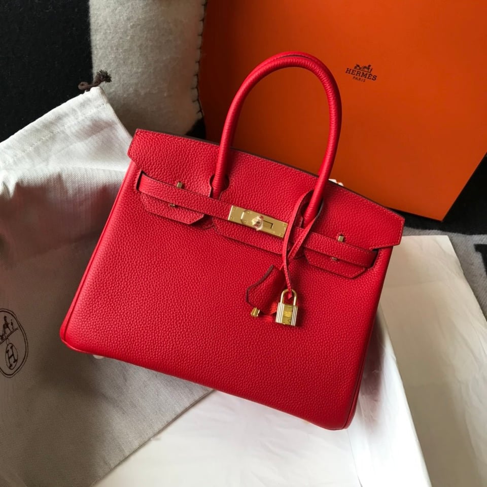 Hermes Birkin 35Cm Red Togo Leather Gold Hardware view 2