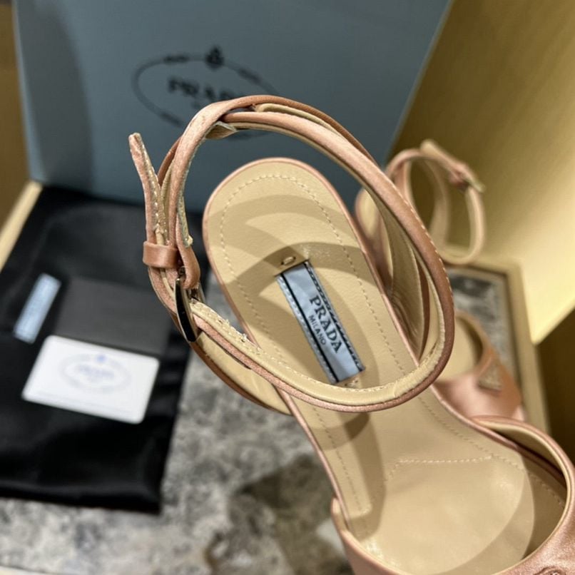 Prada High-Heeled Satin Beige Sandals view 5
