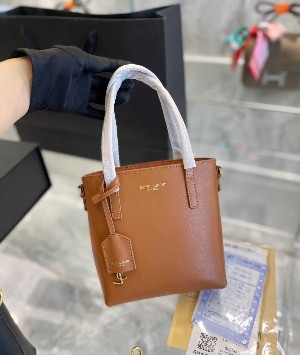 Saint Laurent Toy Shopping Saint Laurent In Box Leather Brown 18Cm view 3