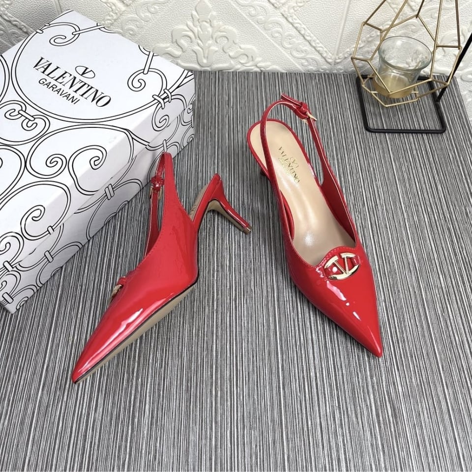 Valentino Vlogo The Bold Edition Slingback Pumps In Patent Leather 60Mm In Rouge Pur view 7