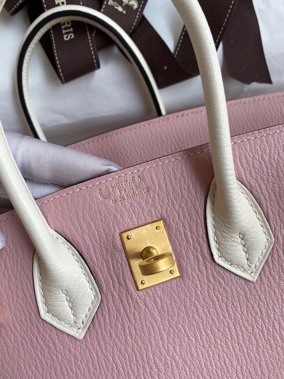 Hermes Birkin 25Cm Light Pink Chevero Mysore Leather Gold Hardware view 7