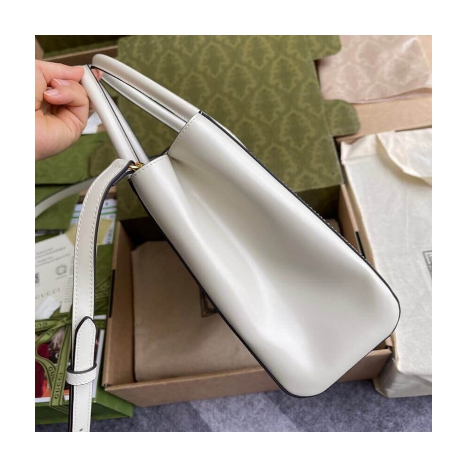 Gucci Jackie 1961 Medium Tote Bag in White Leather 30cm view 17