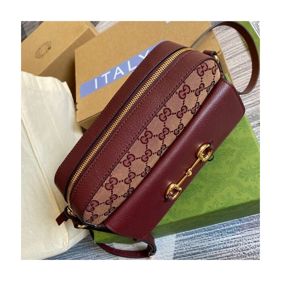 Gucci Horsebit 1955 Small Bag in Burgundy view 8