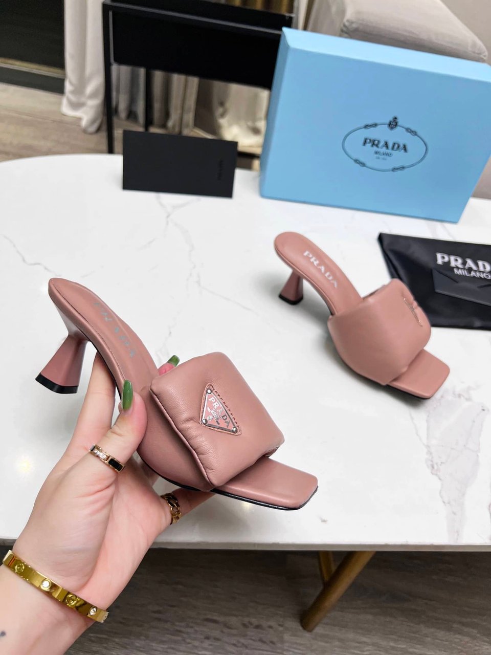 Prada Soft Padded Nappa Sandals Pink view 8