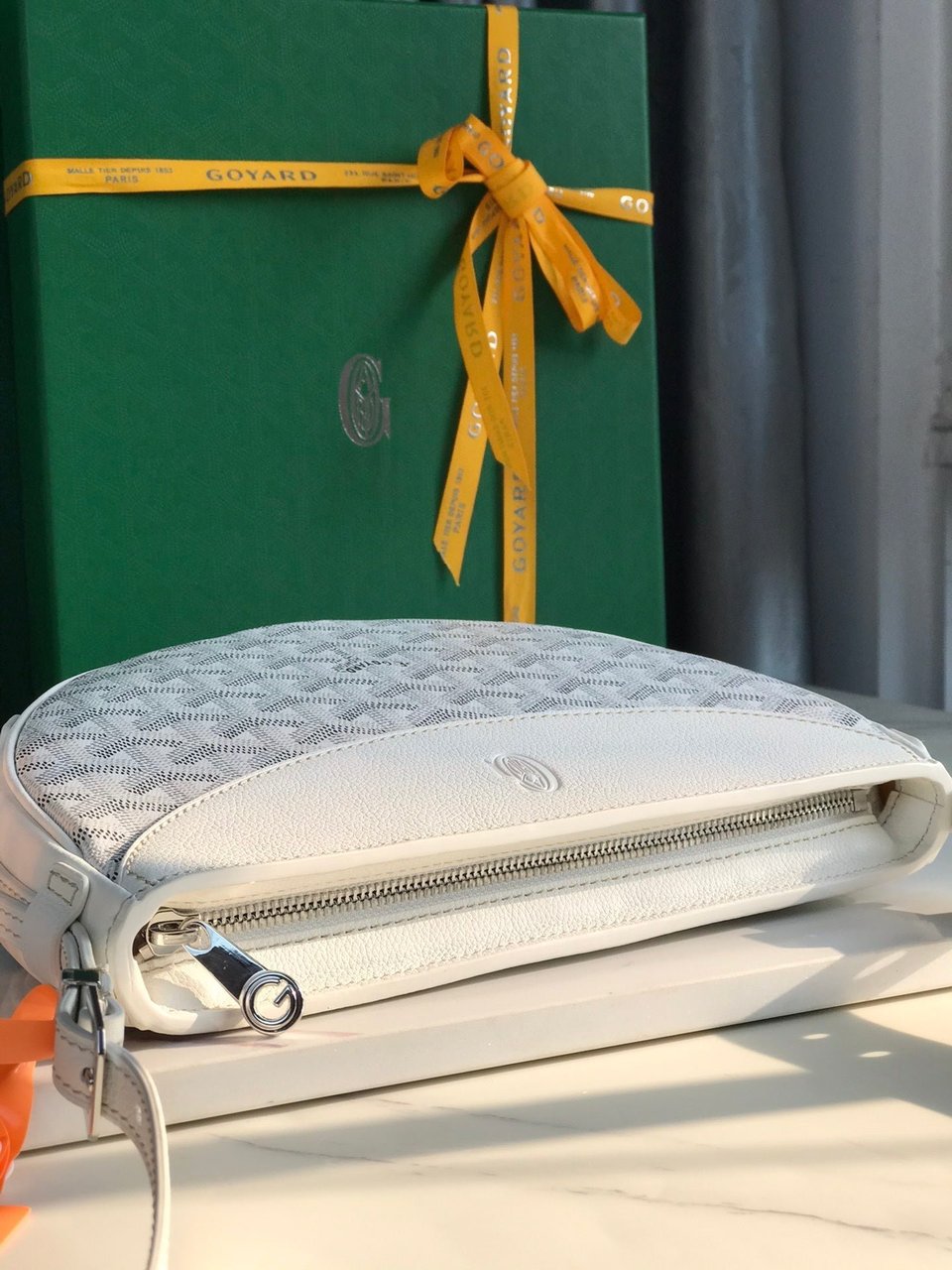 Goyard Hirondelle Bag 25 Cm White Lambskin And Goyardine Canvas view 5
