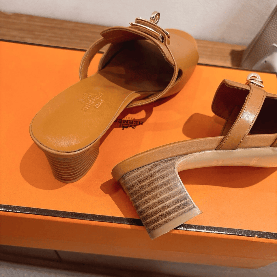 Hermes Brown Leather Mules view 7