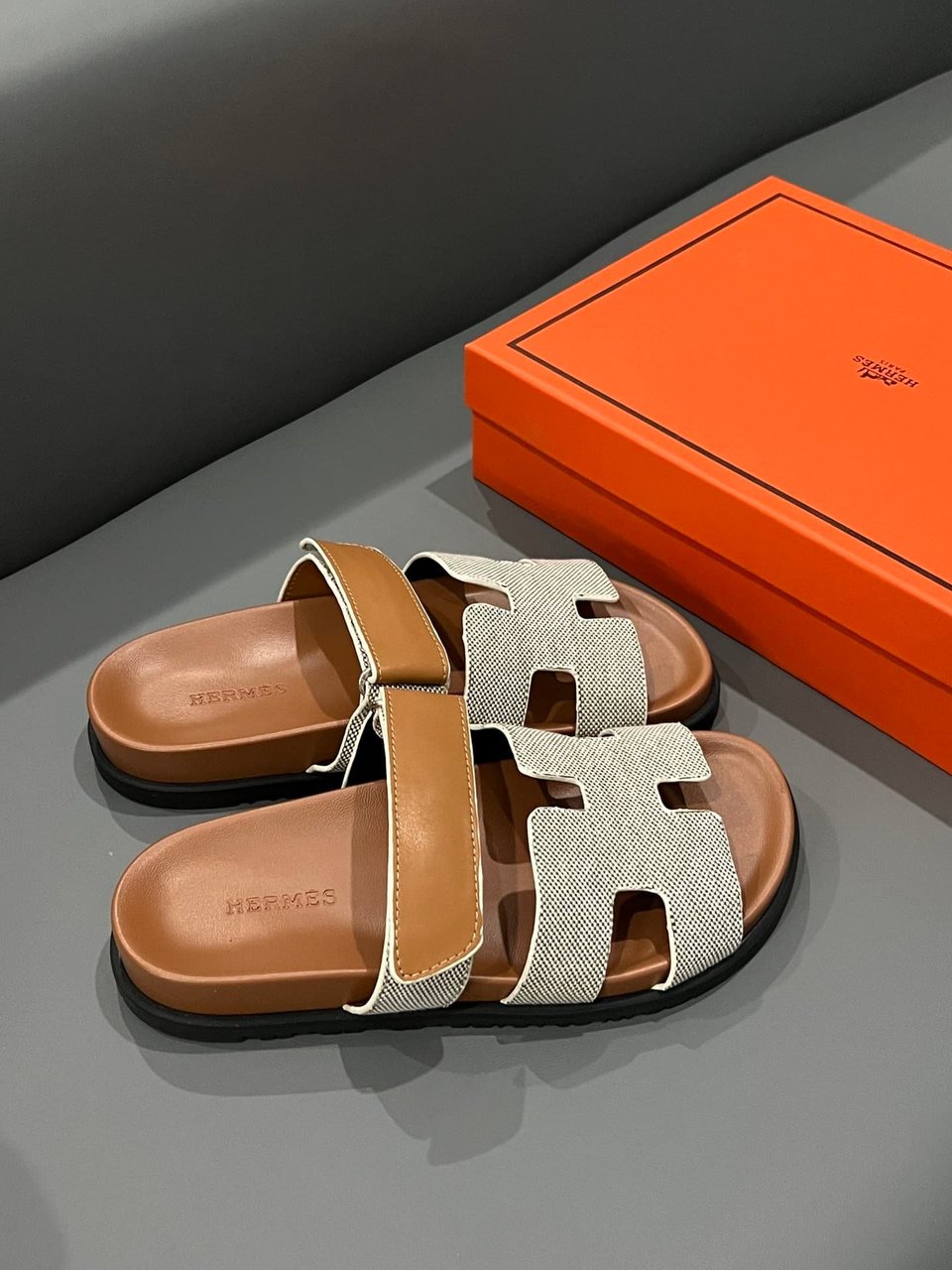 Hermes Chypre Sandal Prunoir Canvas Natural view 4