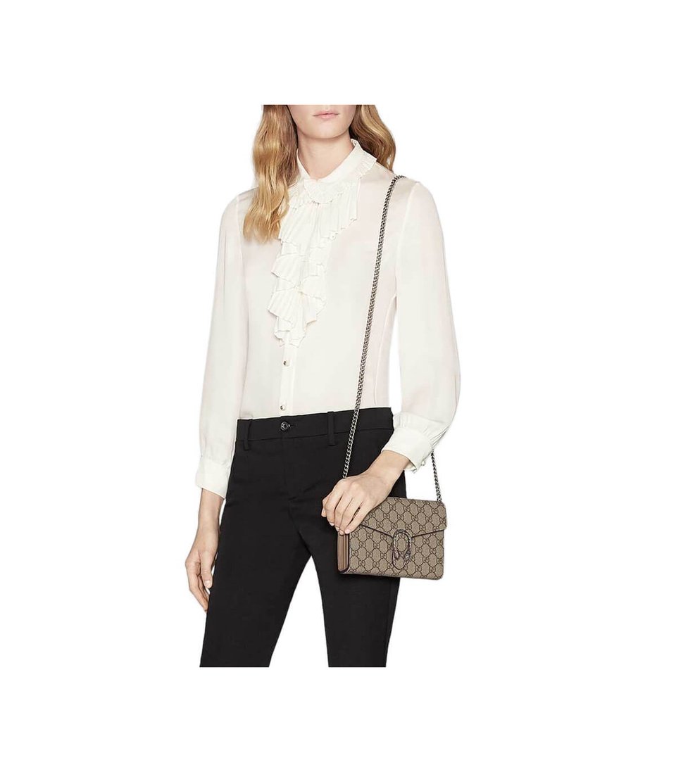 Gucci Dionysus GG Supreme Chain Wallet Beige 20cm view 3