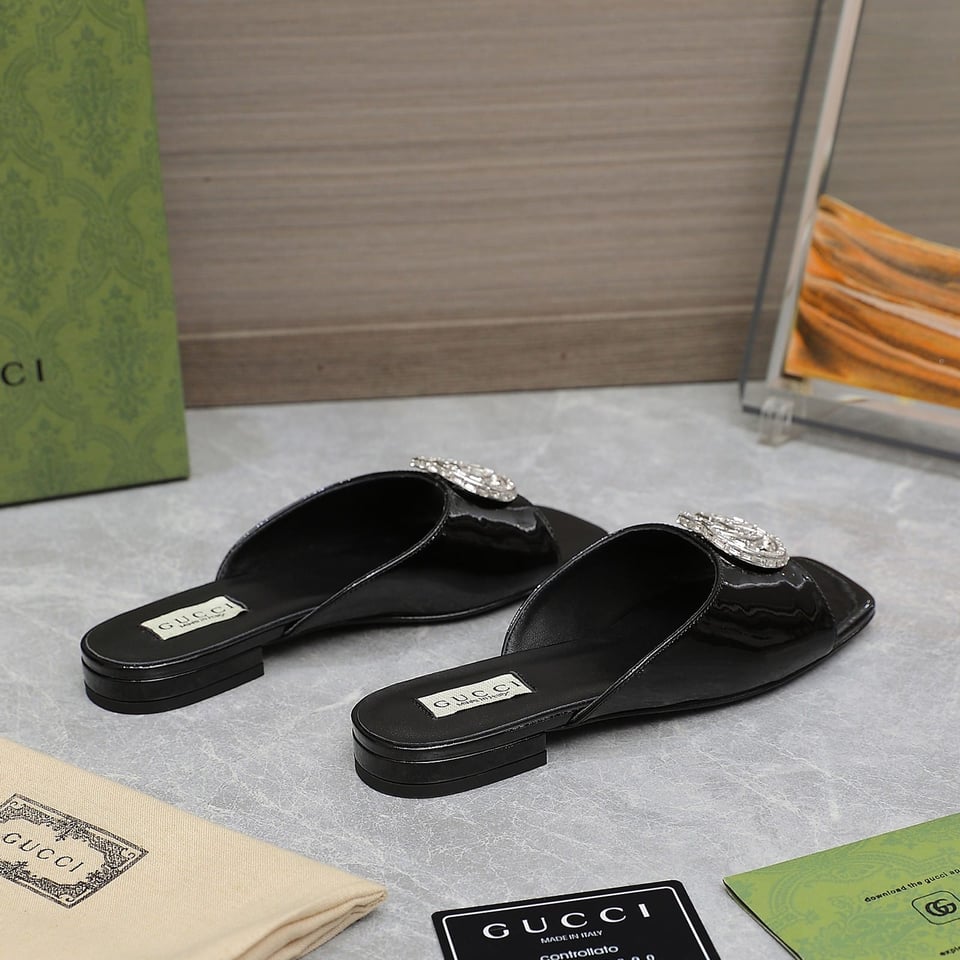 Gucci Gg Crystal Slippers Black view 5