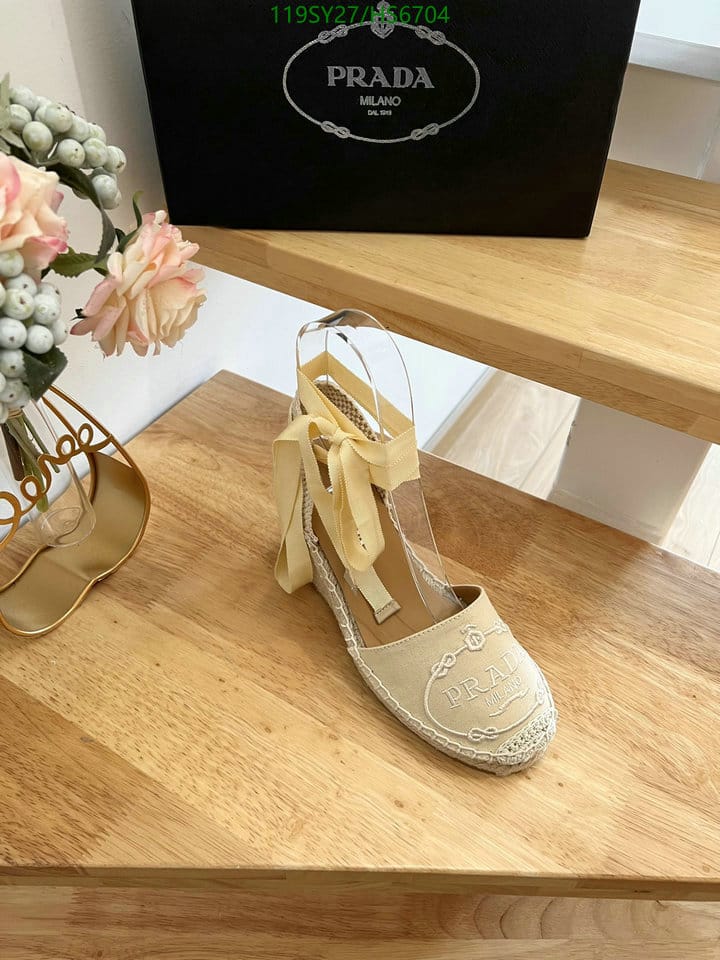 Prada Linen Espadrille Wedge Sandals Beige view 10
