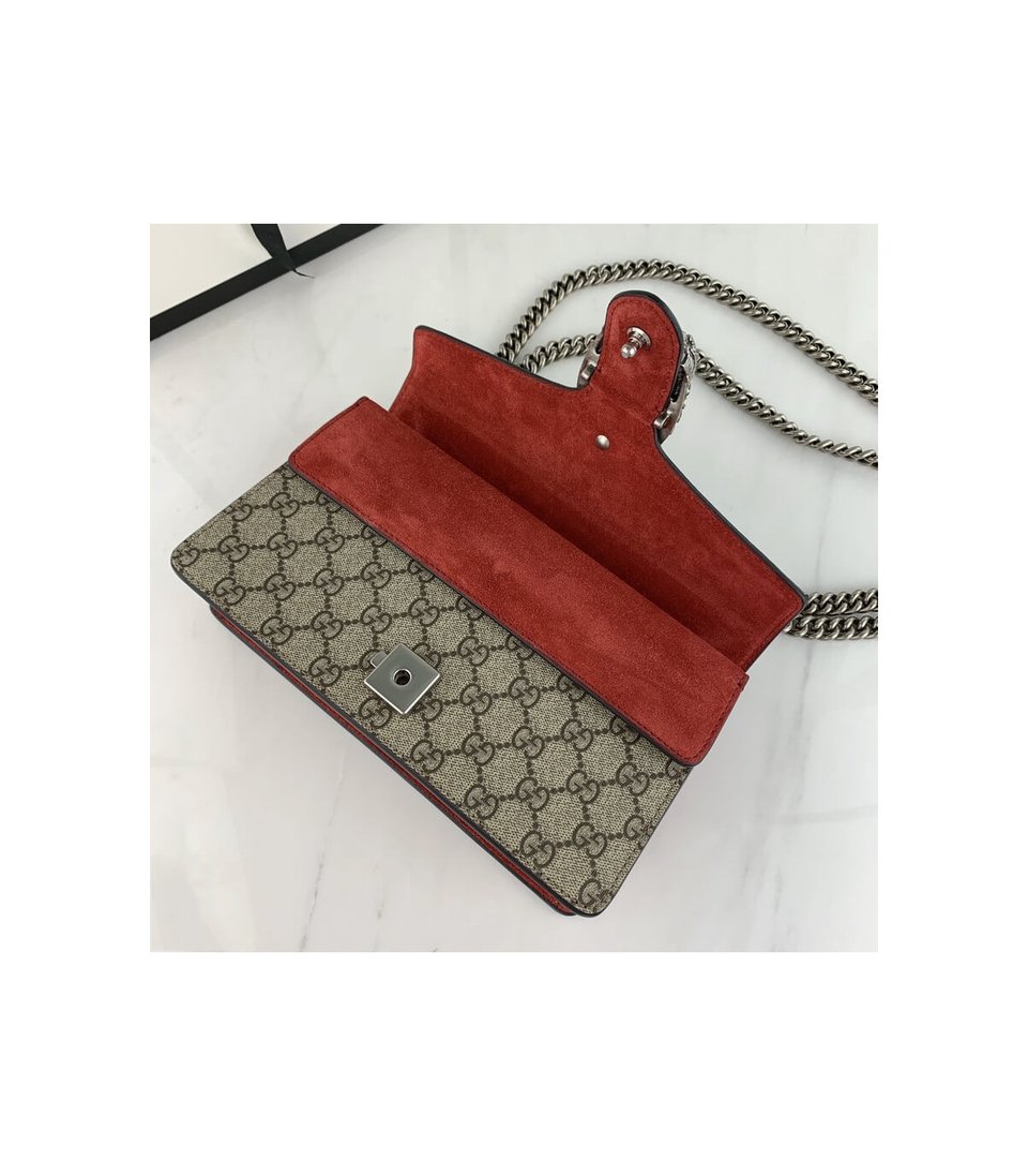 Gucci Dionysus Small Shoulder Bag in GG Supreme with Crystals Red 25cm view 10