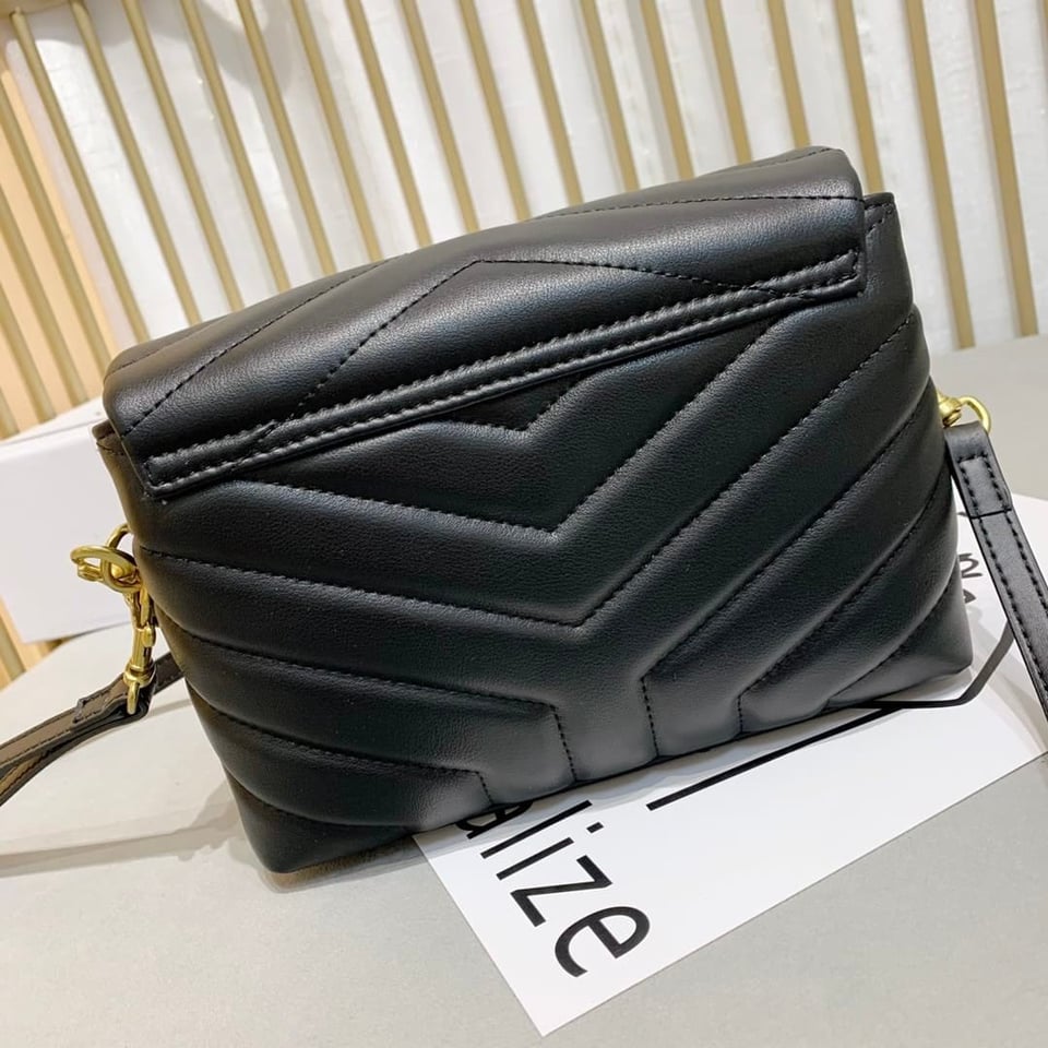 Saint Laurent Loulou Toy Strap Bag In Quilted Y Leather Black view 8