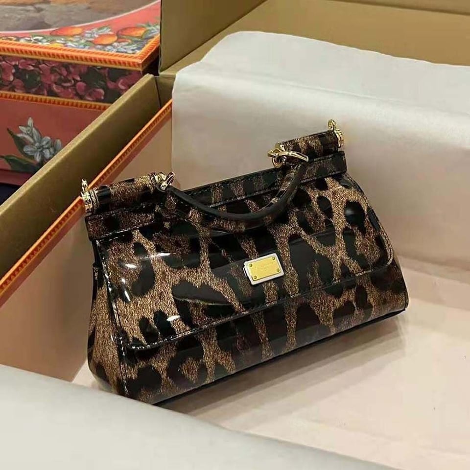 Dolce &amp; Gabbana Leopard-Print Sicily Top Handle Bag 20cm view 5