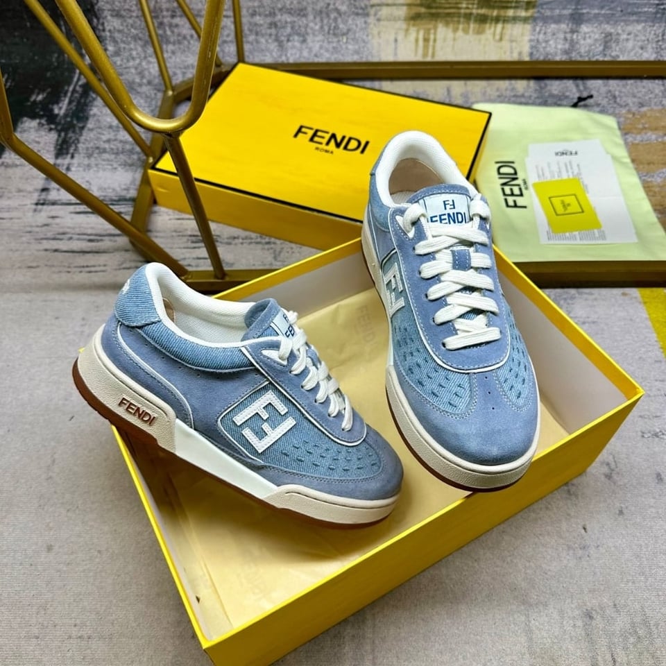 Fendi Match Denim Fabric And Suede Low Tops Light Blue 8E8670Asb3F1Sv1 view 5