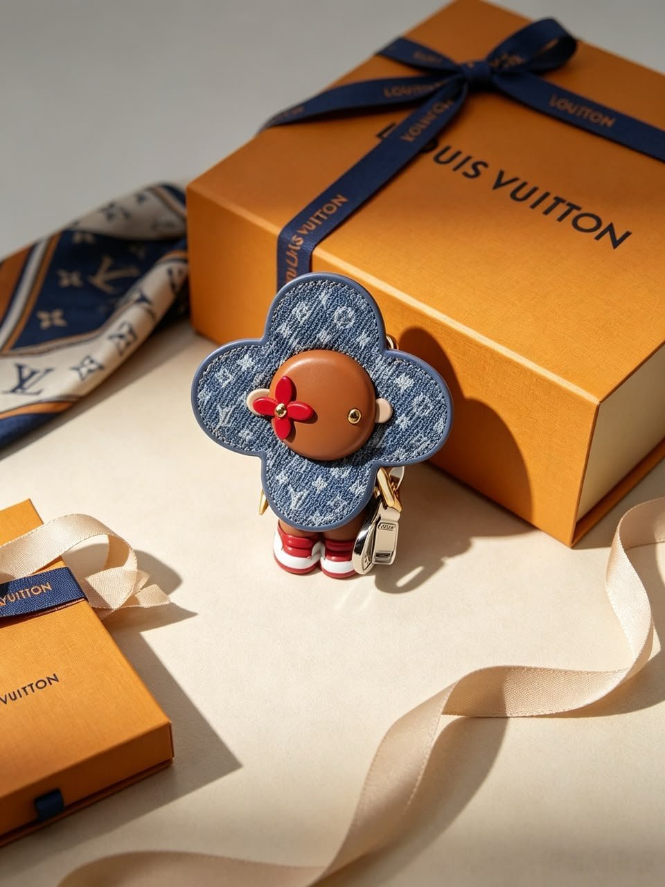 Louis Vuitton Vivienne Skateboard Denim Monogram Keychain 13.5cm/5.3in view 3