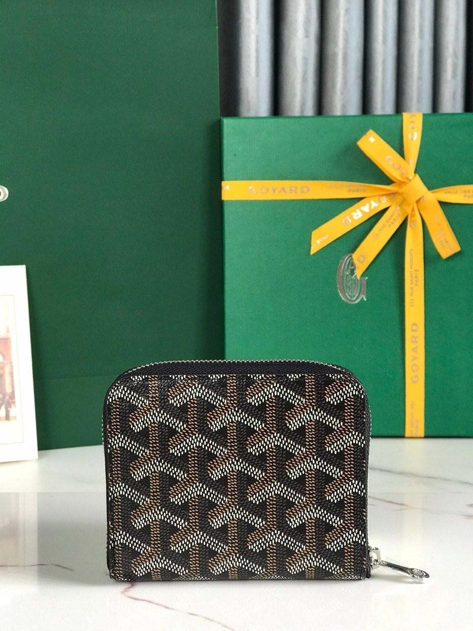 Goyard Matignon Mini Wallet 11 Cm Black Goyardine Canvas And Calfskin view 7