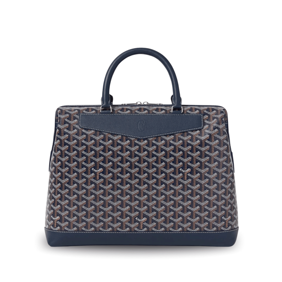 Goyard Cisalpin Document Case 39 Cm Navy Blue Goyardine Canvas And Calfskin