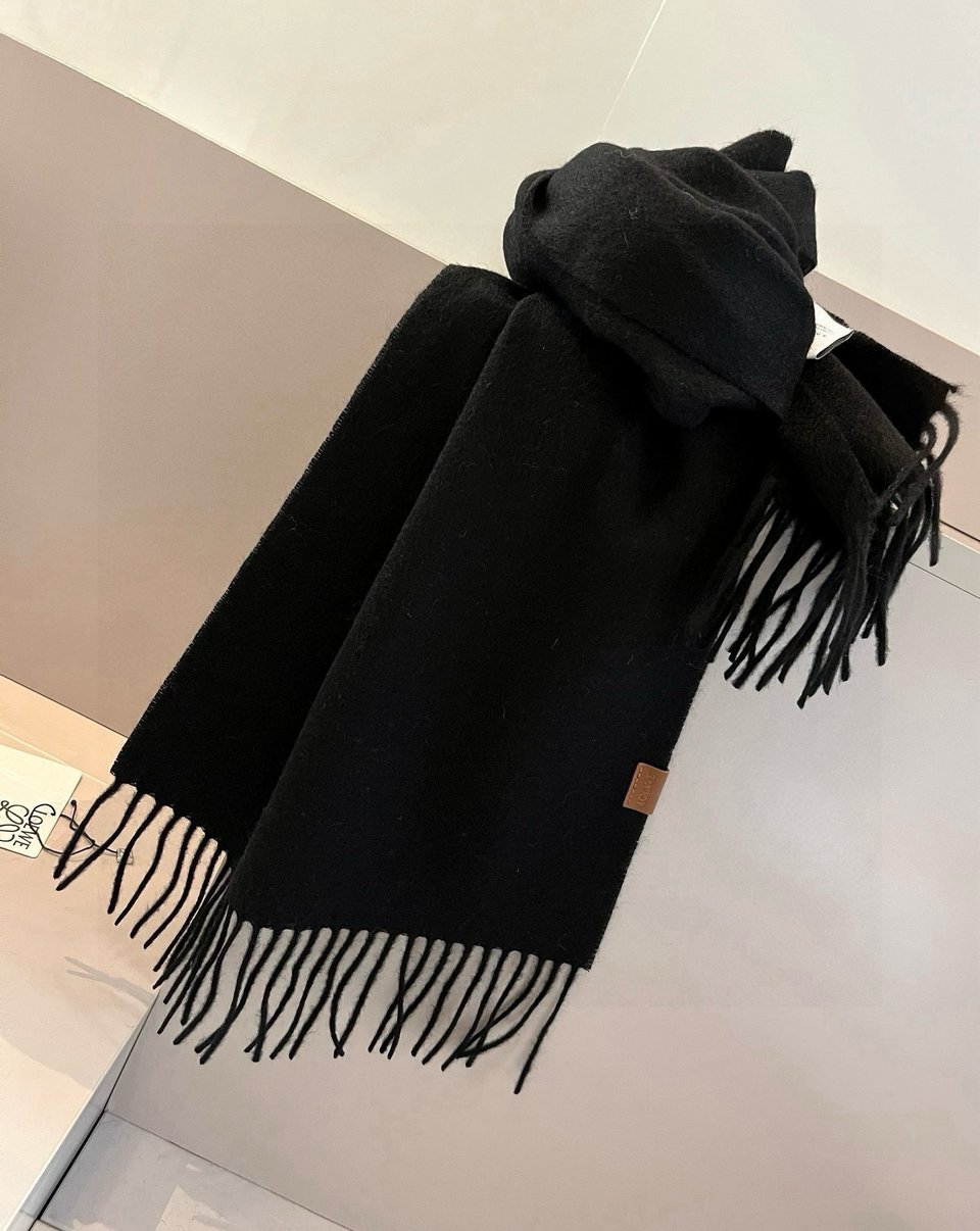 Loewe Mohair Scarf Solid Black For Women 180cm view 4