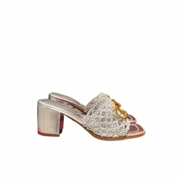 Valentino Garavani Vlogo Sandal Silver
