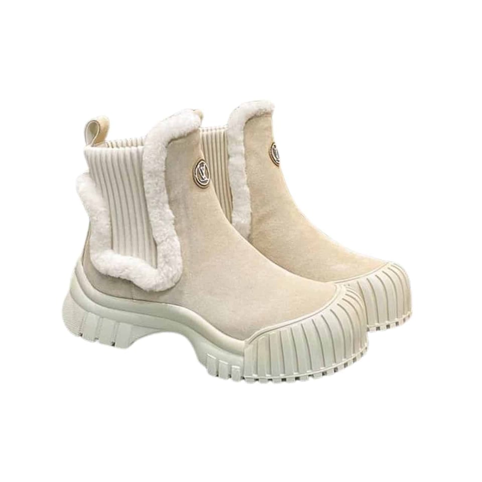 Louis Vuitton Ruby Flat Boots Suede Calfskin And Shearling Beige 1Agwgb view 2