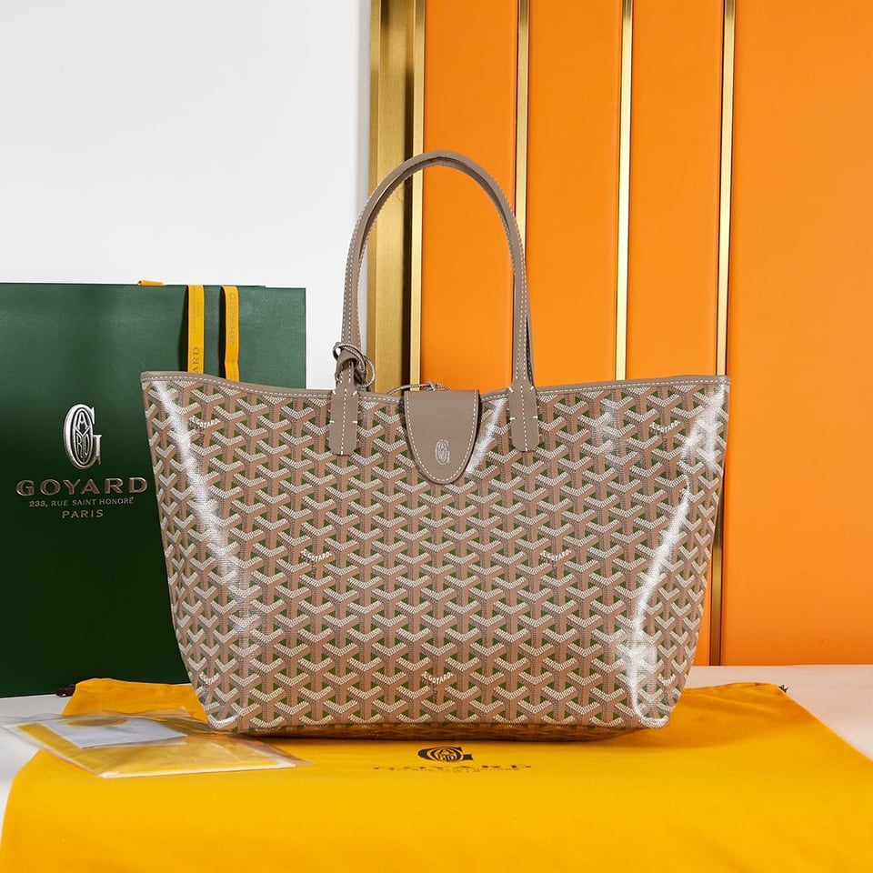 Goyard Saint Louis Pm 34Cm Brown Khaki Canvas Chevroches Calfskin view 6