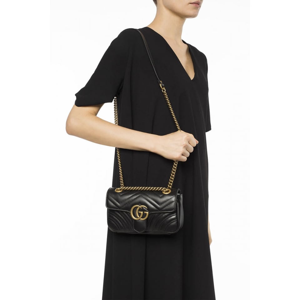 Gucci GG Marmont Matelasse Chevron Leather Mini Bag Black view 3
