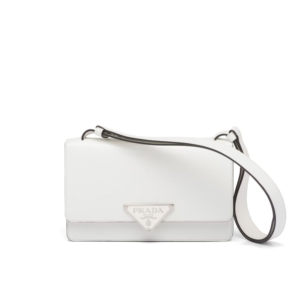 Prada Emblème Brushed-Leather Bag White 24cm view 2
