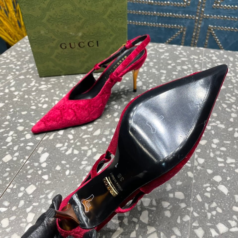 Gucci Women’S Platform Pump Pink Velvet view 6