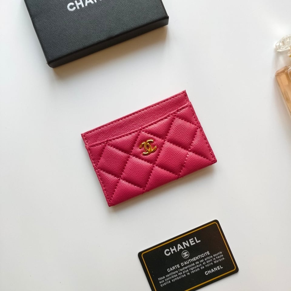 Chanel Card Holder 11.2 Red Pink Grained Calfskin Gold Icon view 2