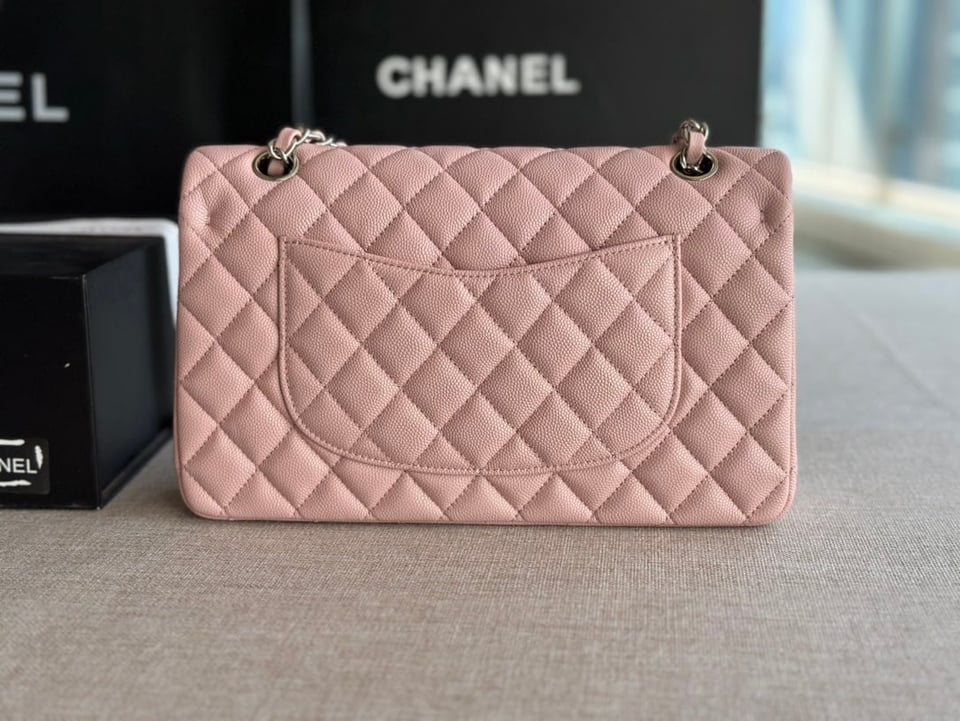 Chanel Classic Double Flap Bag Caviar Silver Hardware Light Pink 25Cm/10in view 8